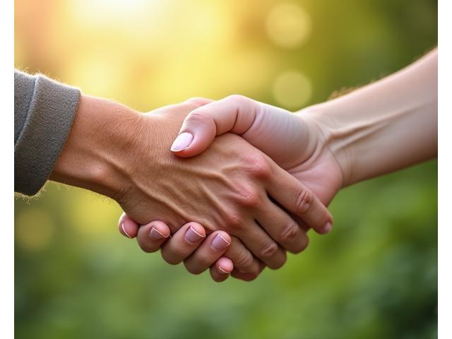 Δύο χέρια διαφορετικών γενεών σφίγγονται απαλά, συμβολίζοντας την εμπιστοσύνη, τον σεβασμό και την ασφάλεια σε ένα περιβάλλον κοινότητας.